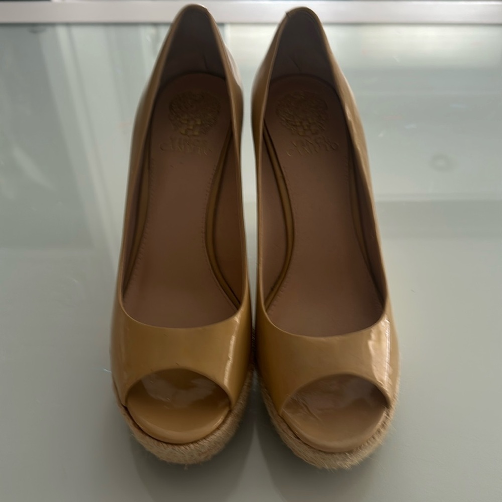 Vince Camuto tan wedge heel size 8